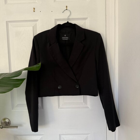 ZARA Cropped Double-Breasted Blazer – Black (Size M) - Picture 1 of 1